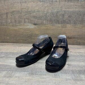 Noat Flare Black Velvet Cap Toe Mary Jane Shoes Women's Size EU 42